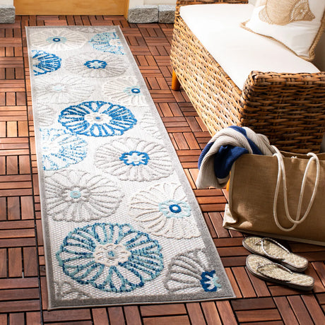 Safavieh Cabana 2'-0" x 10'-0" Rug in Grey / Blue