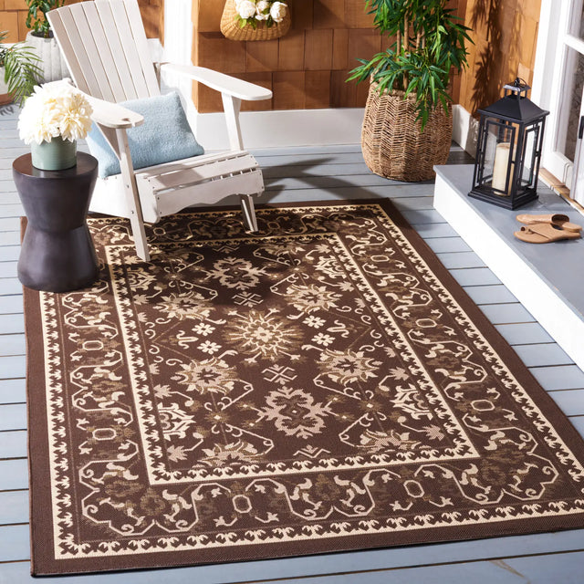 Safavieh Courtyard 5'-3" x 7'-7" Rug in Chocolate / Cream