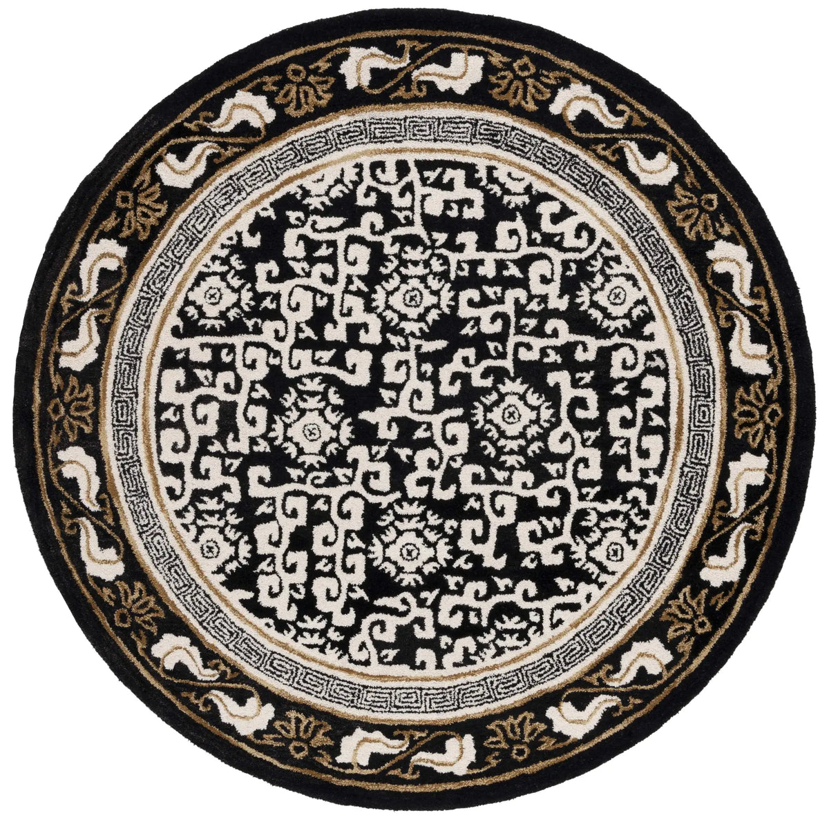Safavieh Antiquity 6'-0" x 6'-0" Rug in Black / Ivory