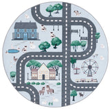 Safavieh Kids Playhouse 200 5'-0" x 5'-0" Rug in Blue / Dark Grey
