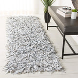 Safavieh Leather Shag 2'-0" x 8'-0" Rug in Grey / White