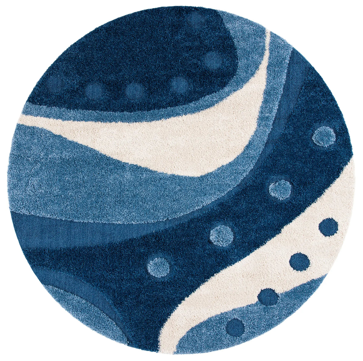 Safavieh Florida Shag 6'-7" x 6'-7" Rug in Dark Blue / Ivory