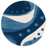 Safavieh Florida Shag 6'-7" x 6'-7" Rug in Dark Blue / Ivory