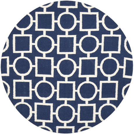 Safavieh Dhurries 6'-0" x 6'-0" Rug in Navy / Ivory