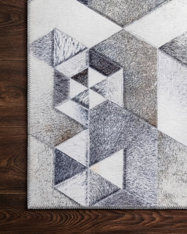 Loloi Maddox Mad-03 Grey / Ivory Rugs - corner on wood