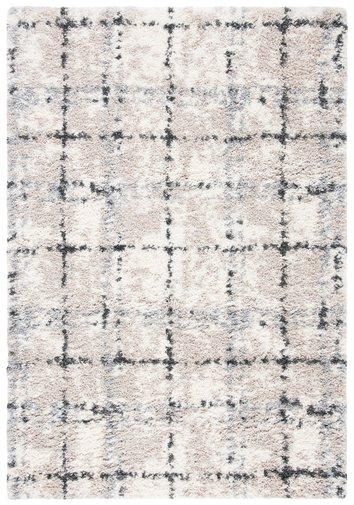 Safavieh Fontana Shag  800 4'-0" x 6'-0" Rug in Grey / Ivory