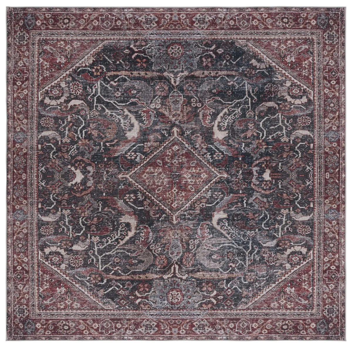Safavieh Tucson 6'-0" x 6'-0" Rug in Dark Green / Rust
