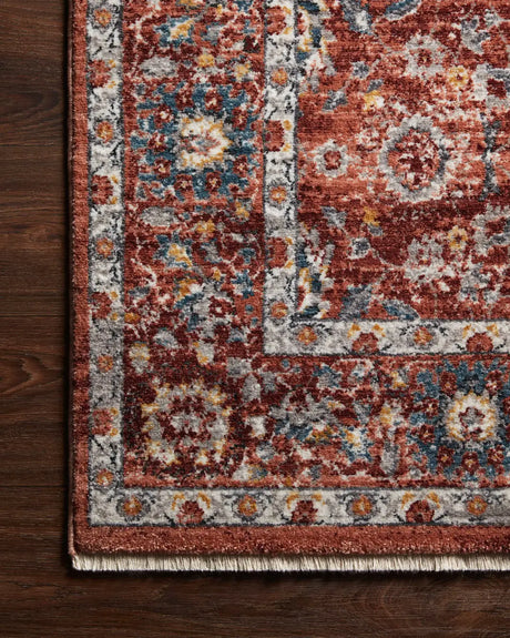 Loloi Samra Sam-07 Brick/Multi Rugs - corner on wood