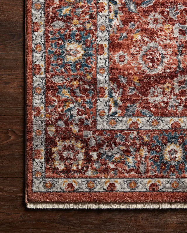 Loloi Samra Sam-07 Brick/Multi Rugs - corner on wood