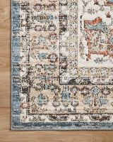 Loloi Odette Odt-06 Sky/Multi Rug - corner on wood