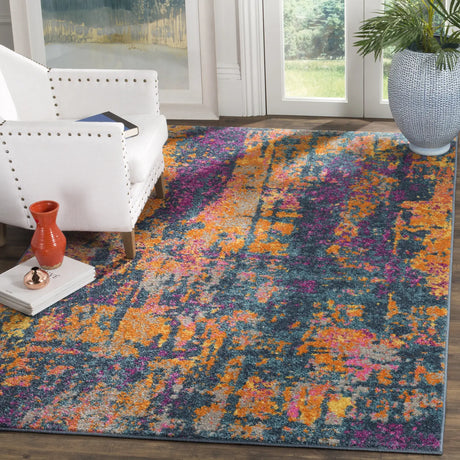 Safavieh Madison 4'-0" x 6'-0" Rug in Blue / Orange