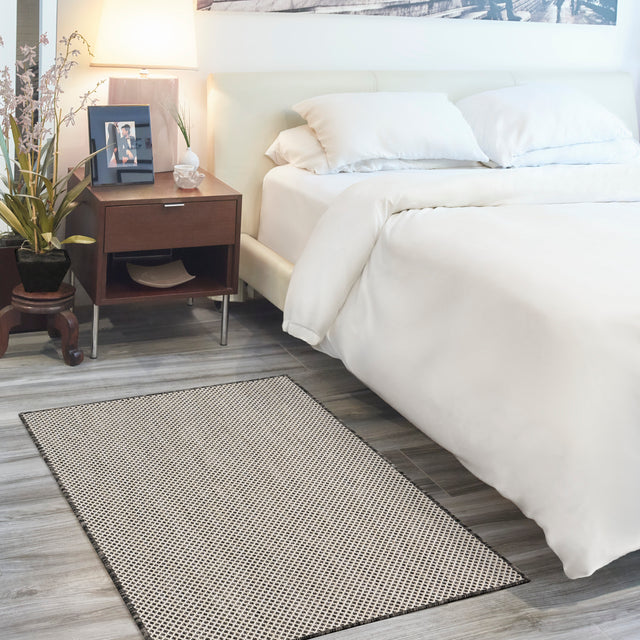 Nourison Courtyard COU01 Machine Made Ivory, Charcoal Rug
