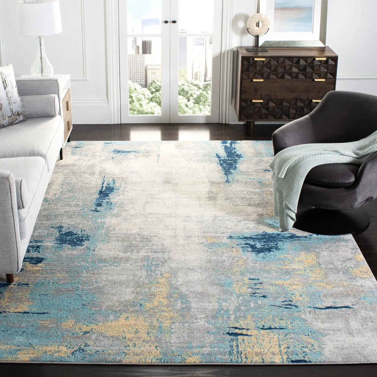 Safavieh Jasper 100 10'-0" x 13'-0" Rug in Grey / Gold