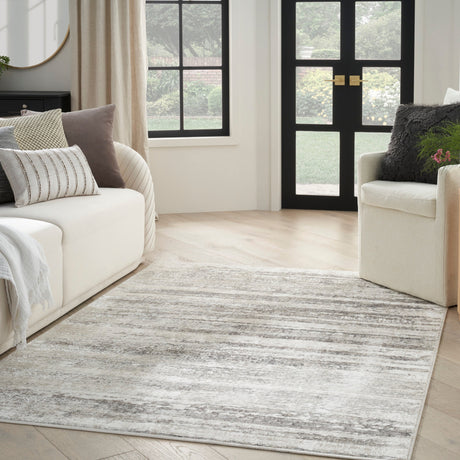 Nourison Glitz Glz10 Cream Grey Rug.