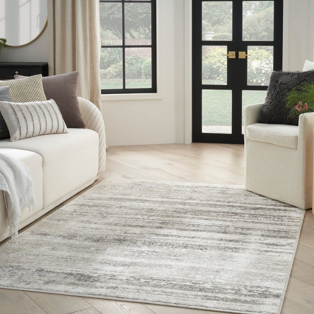 Nourison Glitz Glz10 Cream Grey Rug.