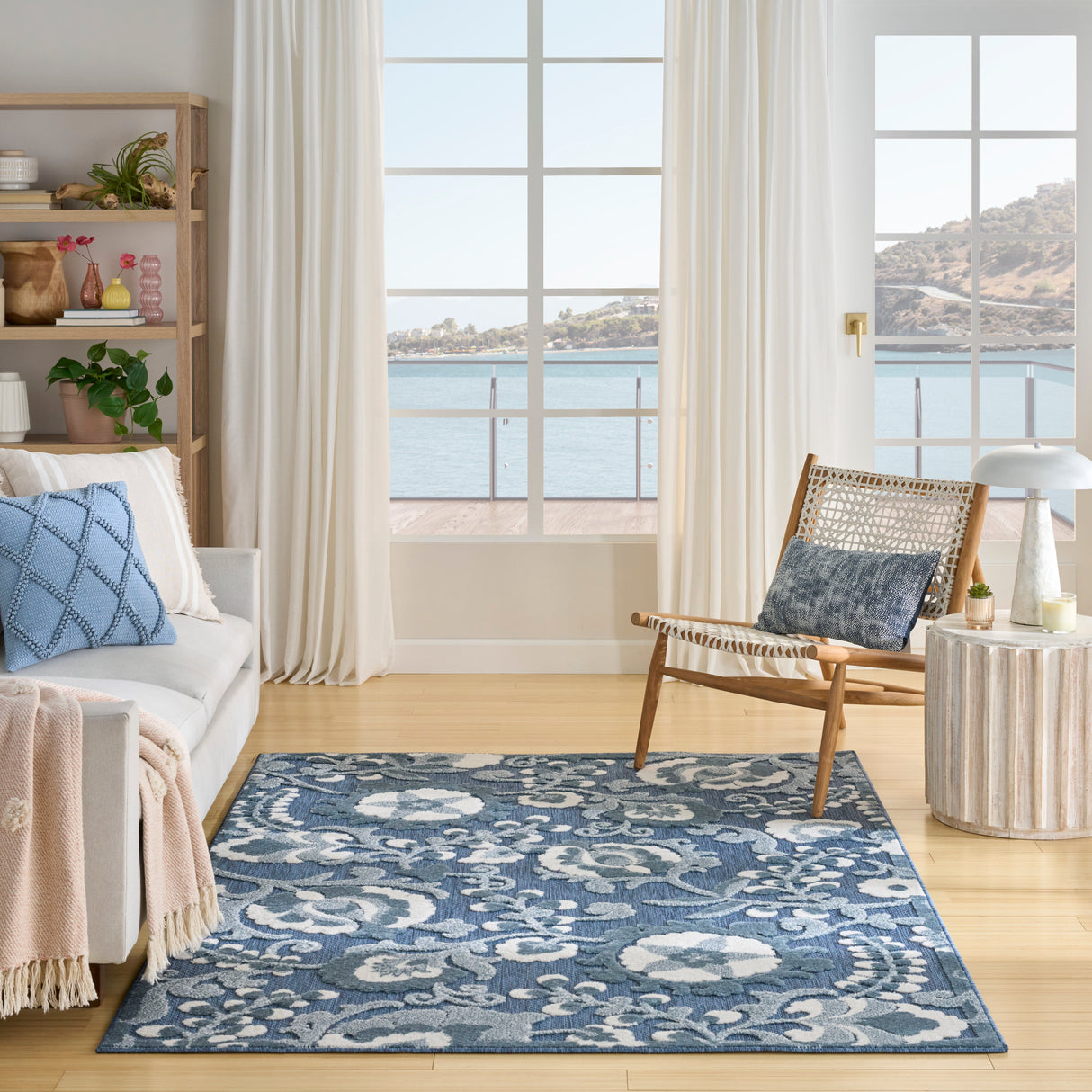 Nourison Aloha ALH17 Machine Made Blue Rug