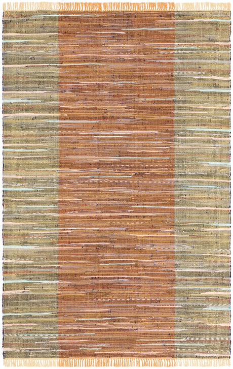 Safavieh Rag Rug 4'-0" x 6'-0" Rug in Rust / Gold