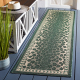 Safavieh Courtyard 2'-3" x 8'-0" Rug in Dark Green / Ivory