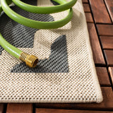 Safavieh Courtyard 4'-0" x 5'-7" Rug in Anthracite / Beige