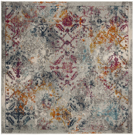 Safavieh Madison 6'-7" x 6'-7" Rug in Light Grey / Fuchsia