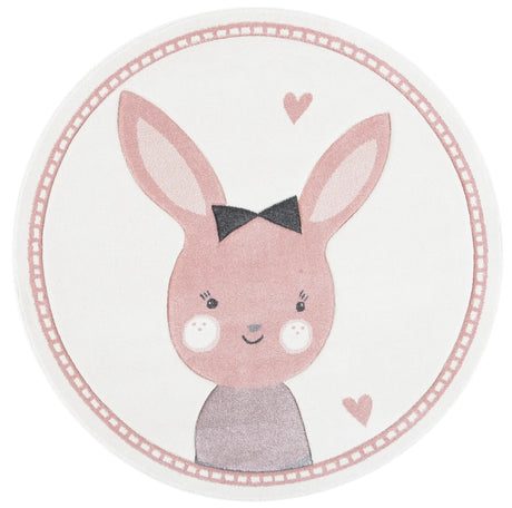 Safavieh Carousel Kids 100 5'-3" x 5'-3" Rug in Ivory / Pink