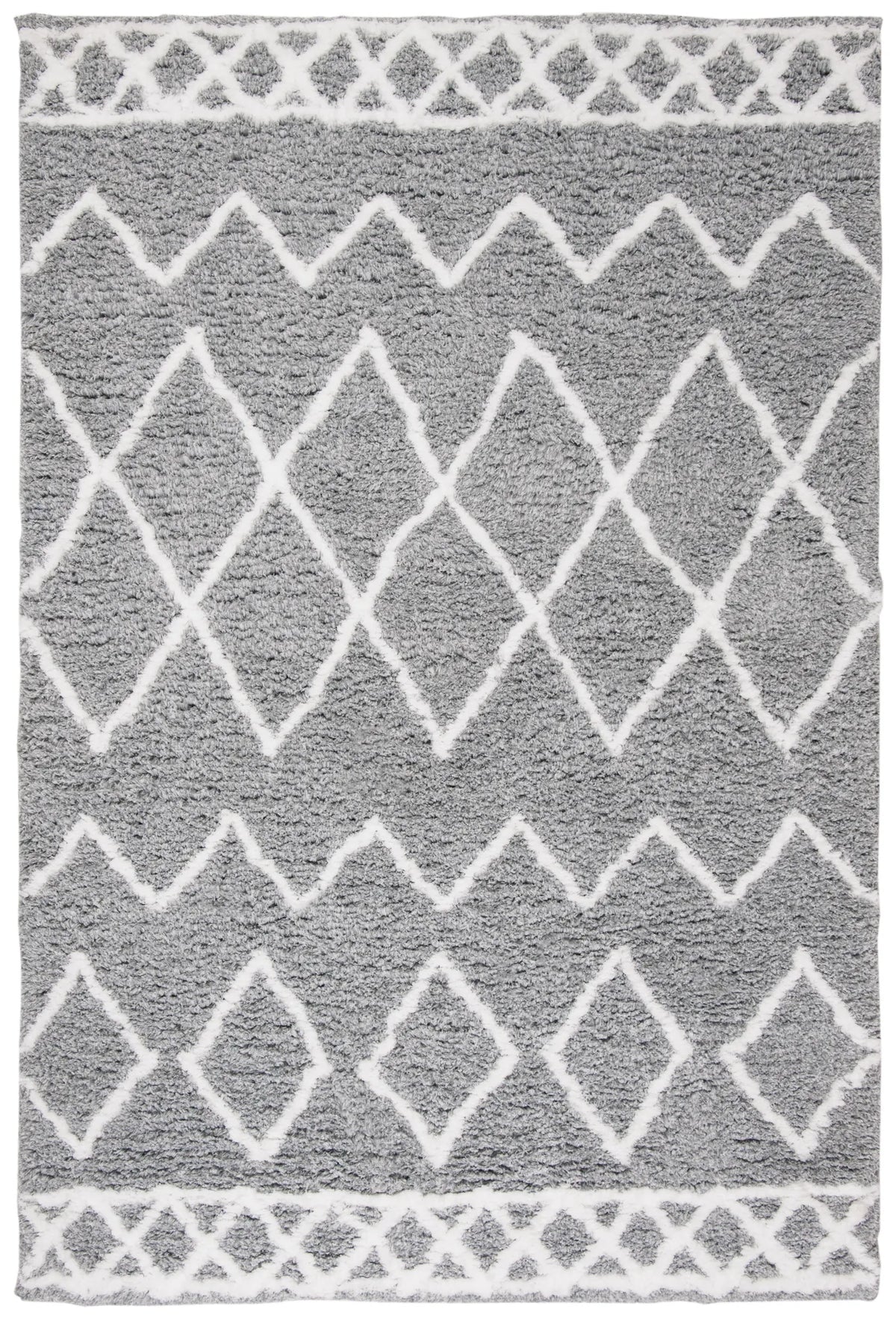 Safavieh Equinox Shag 4'-0" x 6'-0" Rug in Grey / Cream