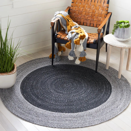 Safavieh Braided 5'-0" x 5'-0" Rug in Black / Dark Grey