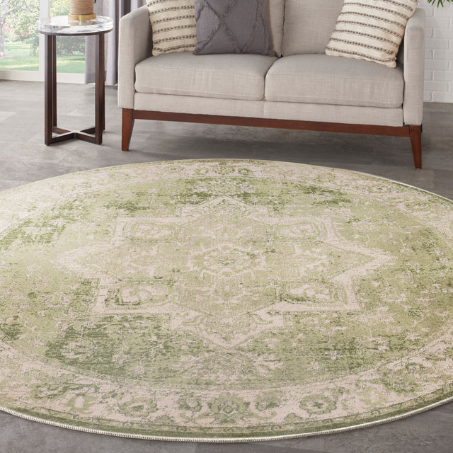 Nourison Astra Machine Washable Asw12 Ivory Green Area Rug