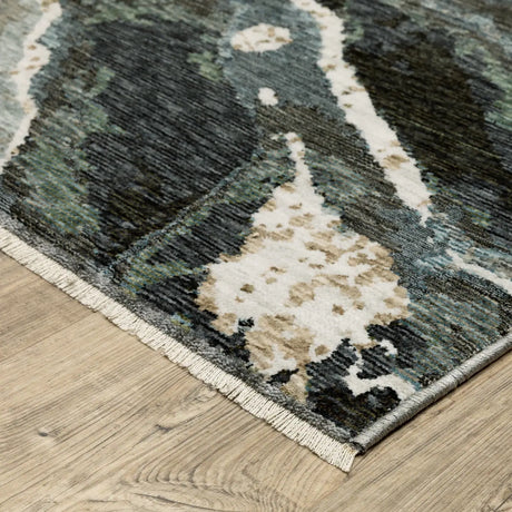 Oriental Weavers Sphinx ECHO ECH12 Blue Abstract Rugs - corner detail