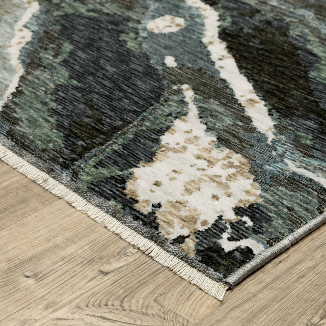 Oriental Weavers Sphinx ECHO ECH12 Blue Abstract Rugs - corner detail