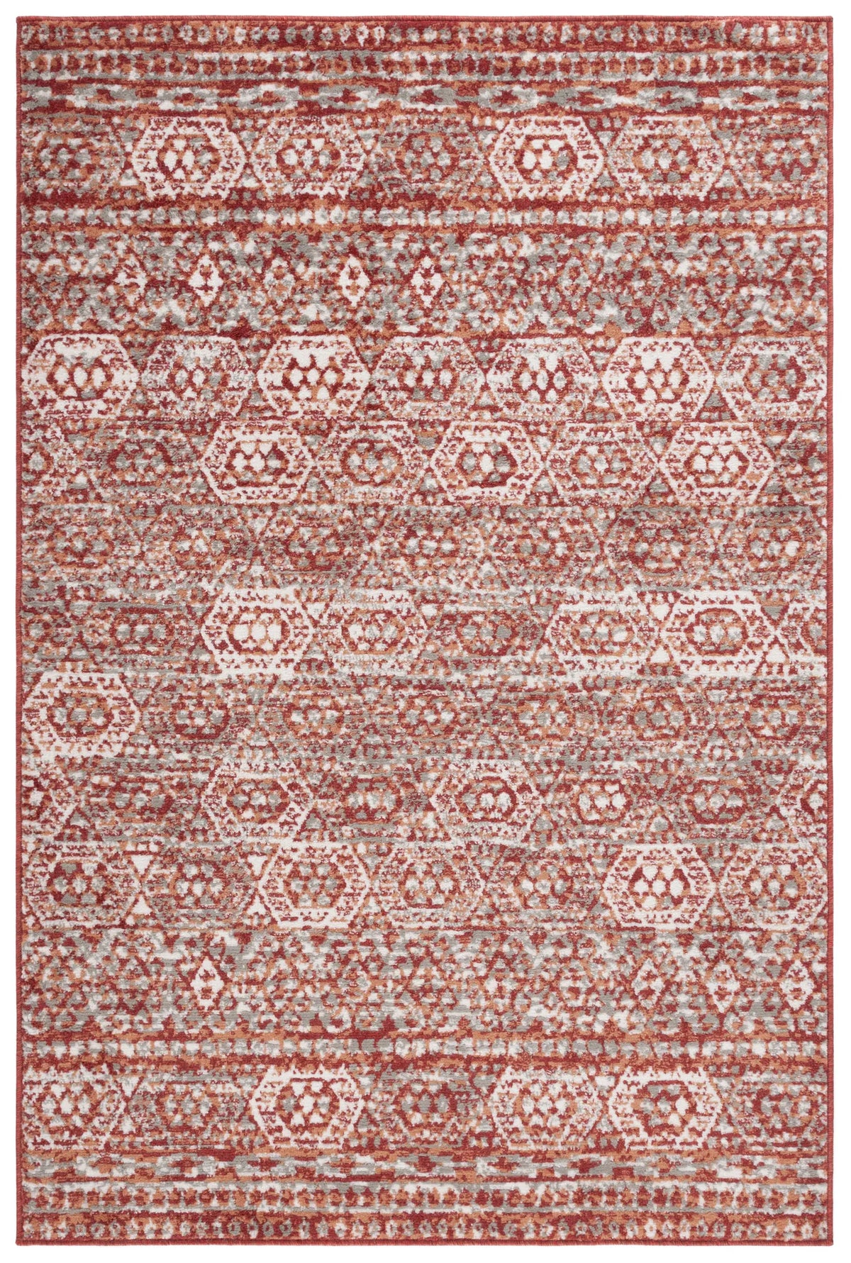 Safavieh Pyramid 4'-5" x 6'-5" Rug in Rust / Ivory Grey
