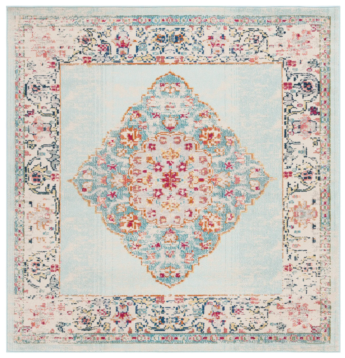 Safavieh Monaco 6'-7" x 6'-7" Rug in Ivory / Turquoise