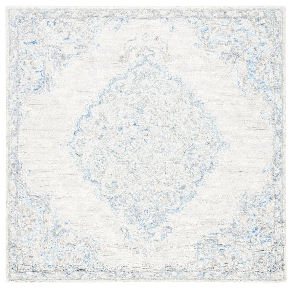 Safavieh Micro-Loop 5'-0" x 5'-0" Rug in Ivory / Blue