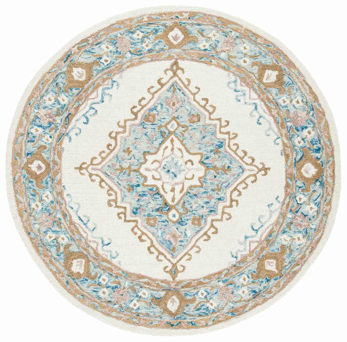 Safavieh Micro-Loop 5'-0" x 5'-0" Rug in Ivory / Blue