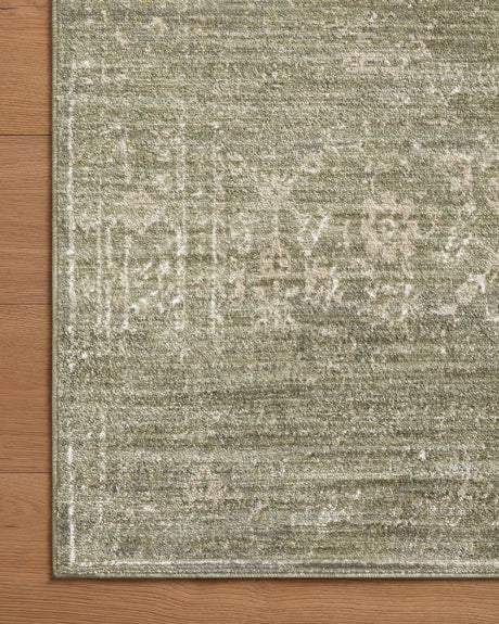Loloi Indra Ina-06 Sage/Natural Rug - corner on wood