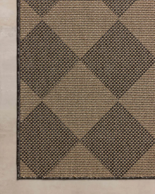 Chris Loves Julia x Loloi Providence PRC-04 Graphite / Sand Rug - corner on wood