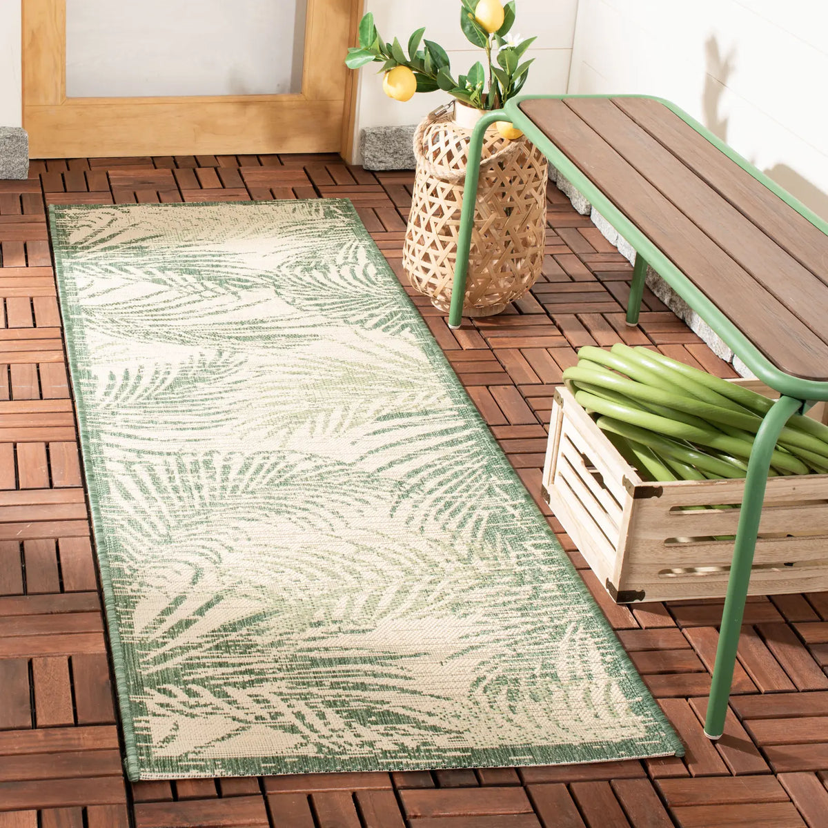 Safavieh Courtyard 2'-3" x 10'-0" Rug in Beige / Green