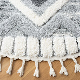 Safavieh Moroccan Tassel Shag 6'-7" x 6'-7" Rug in Grey / Ivory