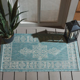 Safavieh Courtyard 2'-0" x 3'-7" Rug in Aqua / Grey