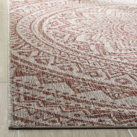 Safavieh Courtyard 4'-0" x 5'-7" Rug in Light Beige / Terracotta