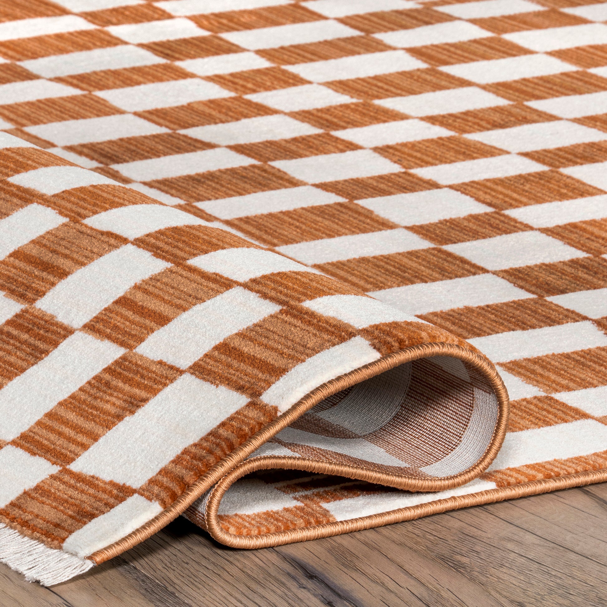 Nuloom Dominique Abstract Checkered Bdsn41B Orange Area Rug