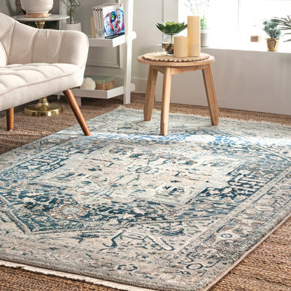 Nuloom Vintage Harriet Medallion Khtr15A Dark Blue Area Rug