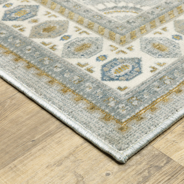 Oriental Weavers Sphinx Ellington Ell02 Blue/ Grey Rug - corner detail