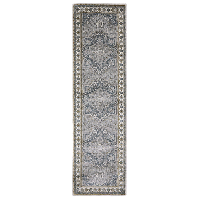 Oriental Weavers Sphinx Ellington Ell02 Blue/ Grey Rug - 2'3"x7'6" runner view