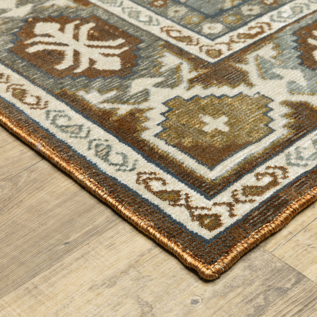 Oriental Weavers Sphinx Ellington Ell03 Rust/ Blue Rug - corner detail