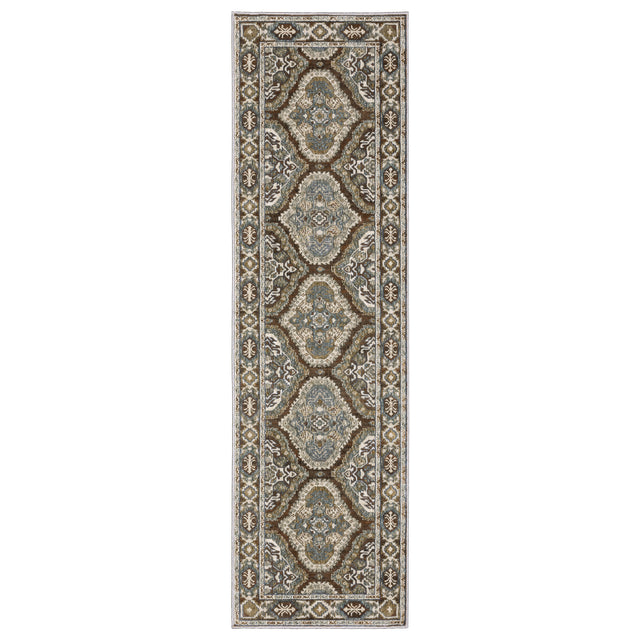 Oriental Weavers Sphinx Ellington Ell03 Rust/ Blue Rug - 2'3"x7'6" runner view