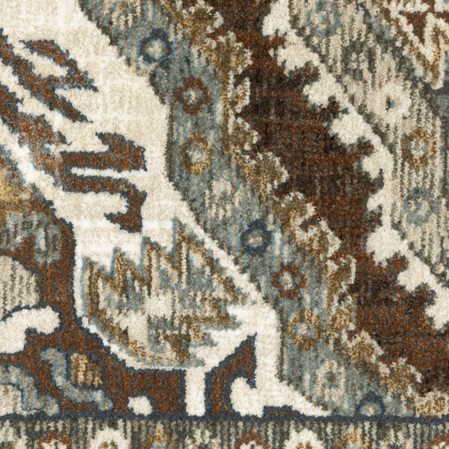 Oriental Weavers Sphinx Ellington Ell03 Rust/ Blue Rug - close-up detail