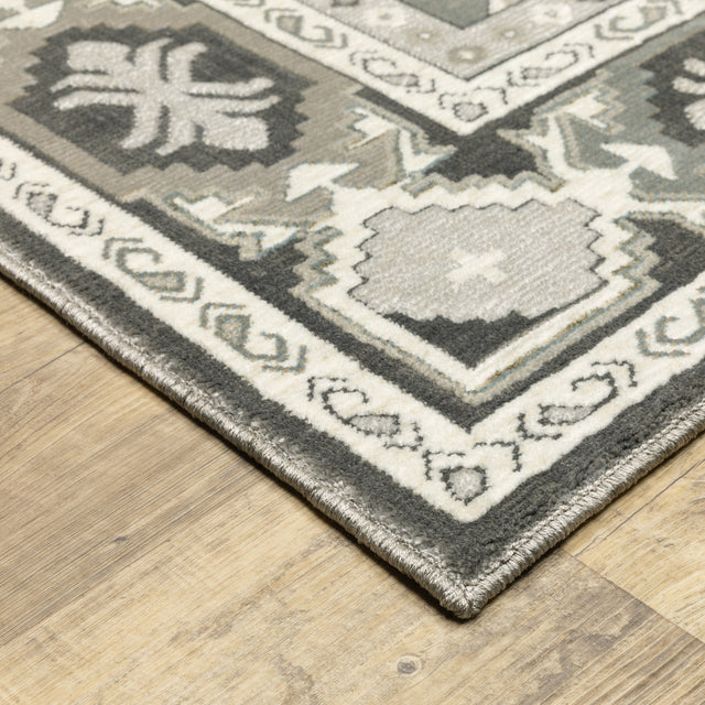 Oriental Weavers Sphinx Ellington Ell04 Grey/ Grey Rug - corner detail