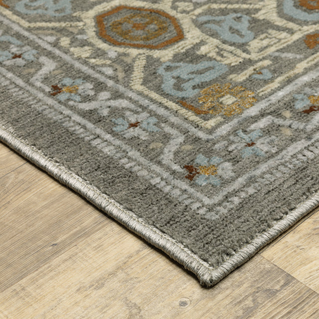 Oriental Weavers Sphinx Ellington Ell05 Grey/ Multi Rug - corner detail