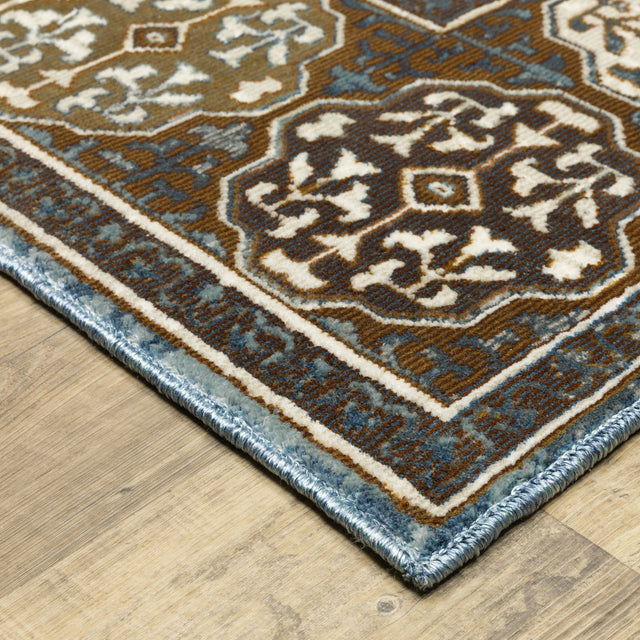 Oriental Weavers Sphinx Ellington Ell06 Rust/ Blue Rug - corner detail